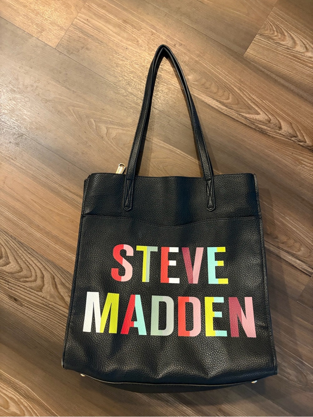 Steve Madden Black Tote with Multicolor Logo